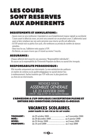 Programme UP Berry 2008/ 2009