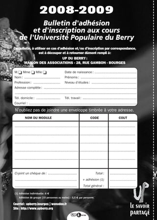 Programme UP Berry 2008/ 2009