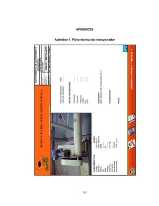 181
APÉNDICES
Apéndice 1: Ficha técnica de transportador
 