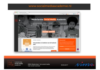 www.socialmediaacademie.nl
NIMA Masterclass: Van social media
naar social business
08-06-2017
 