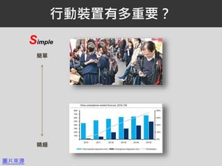 行動裝置有多重要？
Simple
簡單
精細
圖片來源
 