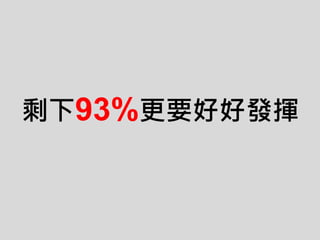 剩下93%更要好好發揮
 