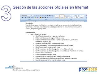 Gestión de las acciones oficiales en Internet 