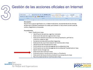 Gestión de las acciones oficiales en Internet 