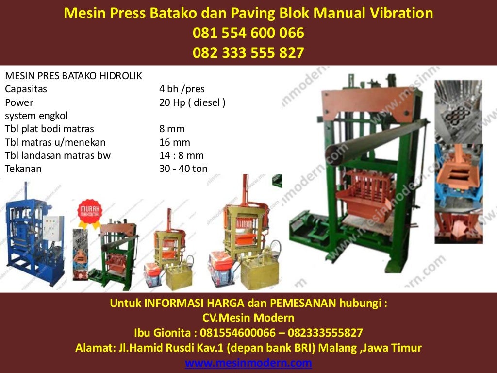 Mesin Press Batako Hidrolik