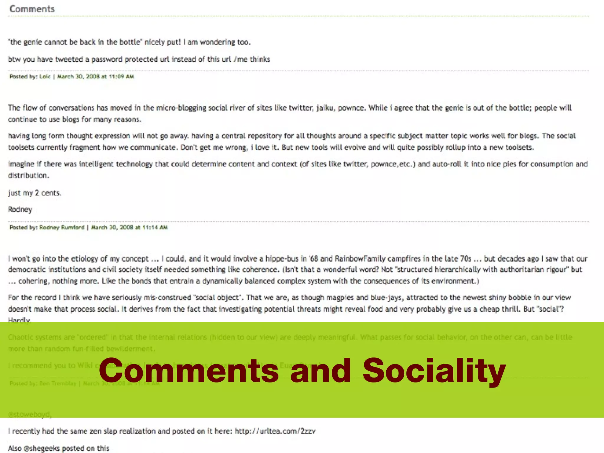 Comments and Sociality 