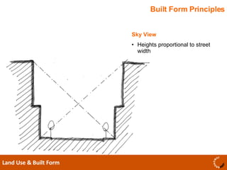 Built Form Principles Land Use & Built Form  Sky View Heights proportional to street width  