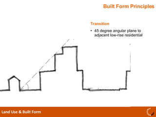 Built Form Principles Land Use & Built Form  Transition  45 degree angular plane to adjacent low-rise residential  
