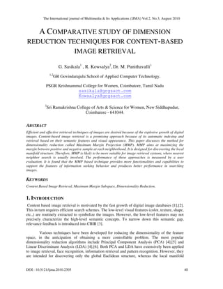 A COMPARATIVE STUDY OF DIMENSION REDUCTION TECHNIQUES FOR CONTENT-BASED ...