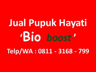 Jual Pupuk Hayati
‘Bio boost ’
Telp/WA : 0811 - 3168 - 799
 