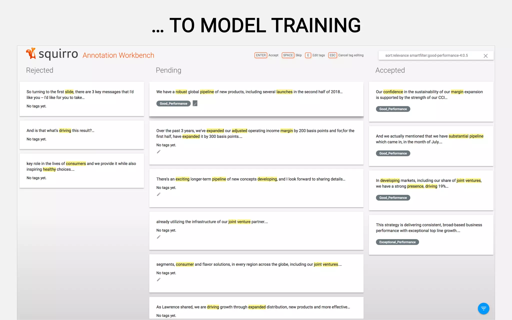 … TO MODEL TRAINING
 