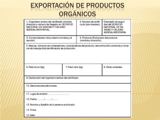 EXPORTACIÓN DE PRODUCTOS
       ORGÁNICOS
 