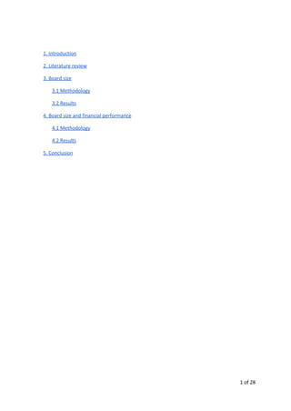 1. Introduction
2. Literature review
3. Board size
3.1 Methodology
3.2 Results
4. Board size and financial performance
4.1 Methodology
4.2 Results
5. Conclusion
1 of 28
 