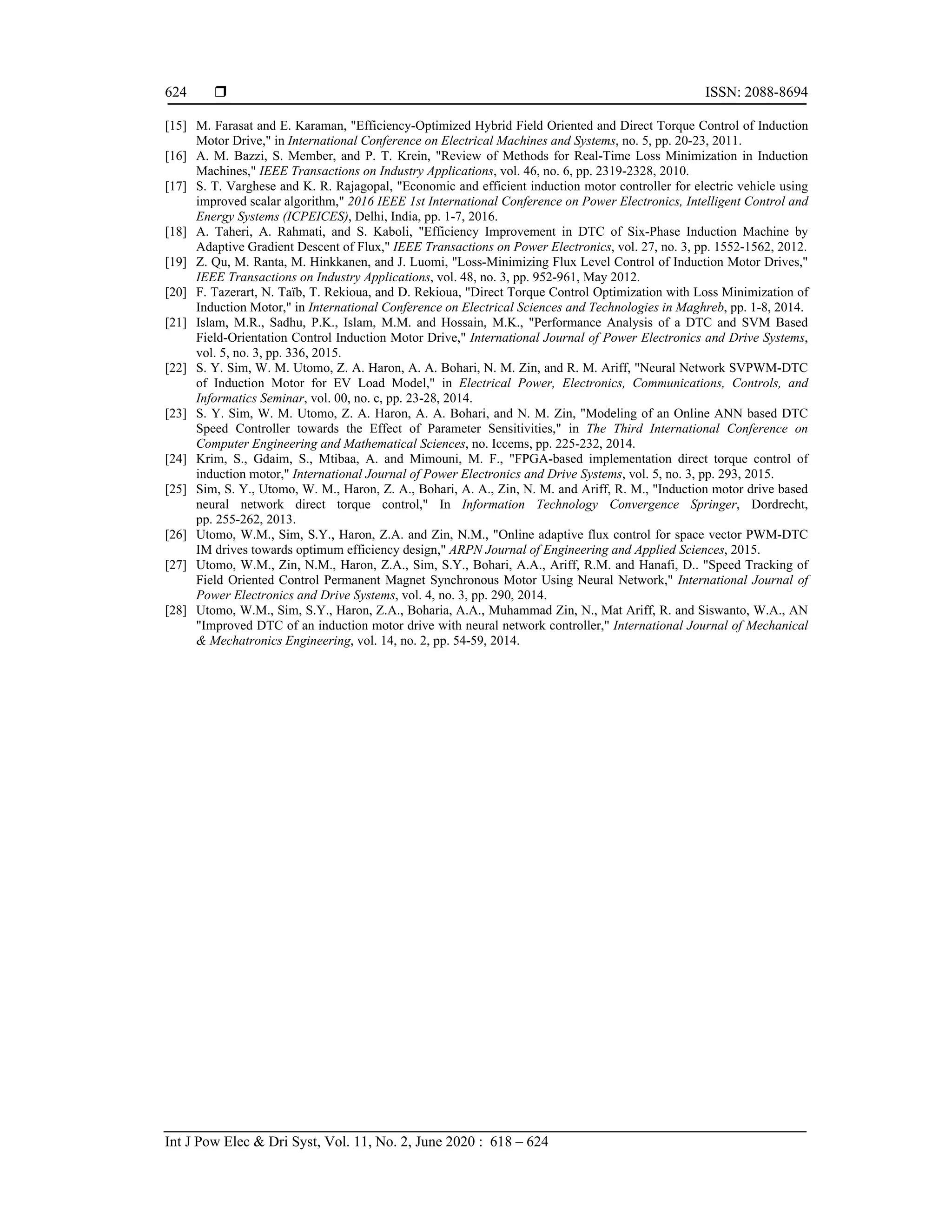 Loss minimization DTC electric motor drive system based on adaptive ANN ...