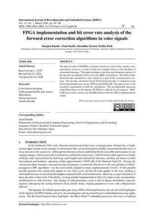 FPGAimplementation and bit error rate analysis of the forward error ...