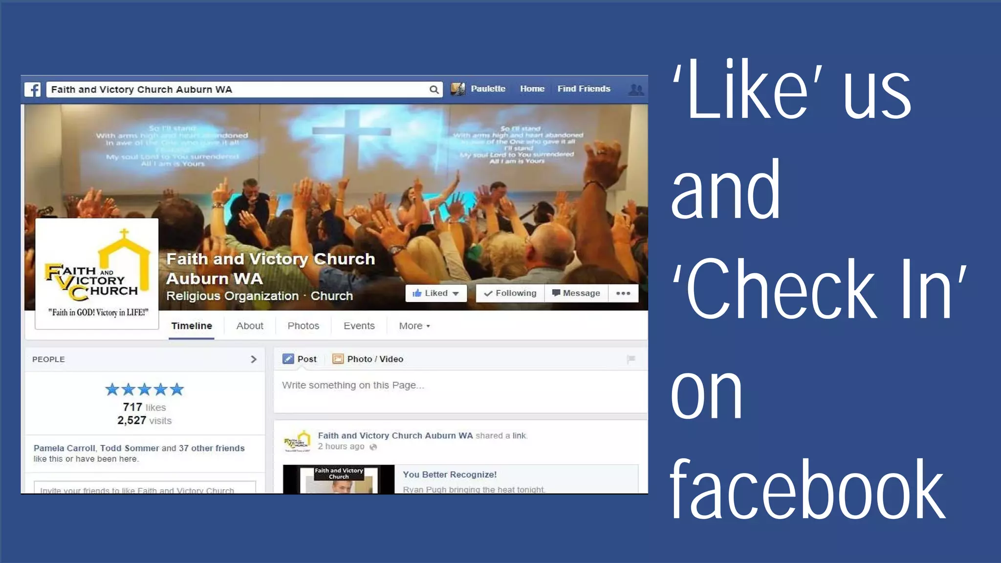 ‘Like’ us
and
‘Check In’
on
facebook
 