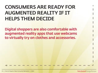 CONSUMERS ARE READY FOR
     AUGMENTED REALITY IF IT
     HELPS THEM DECIDE

    Digital shoppers are also comfortable wit...