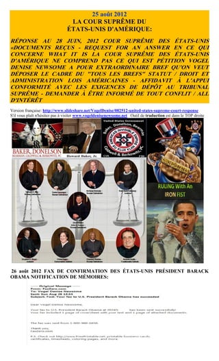 25 août 2012
                                LA COUR SUPRÊME DU
                               ÉTATS-UNIS D'AMÉRIQUE:
RÉPO...