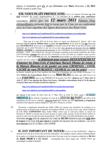 directe et immédiate qu'il n'y ait pas d'erreurs avec Mars Newsome a 12, 2011
      PFEW soumis à cette Cour.

9.      S'I...