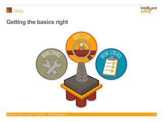 Keeping the tiger in the cage - Lizzie Paton www.taqaglobal.com
Getting the basics right
14
 