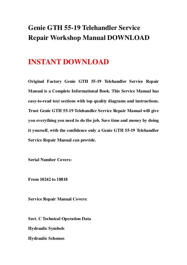 Genie GTH 55-19 Telehandler Service Repair Workshop Manual DOWNLOAD