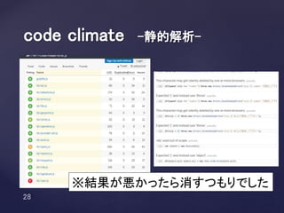 code climate –静的解析-
※結果が悪かったら消すつもりでした
 