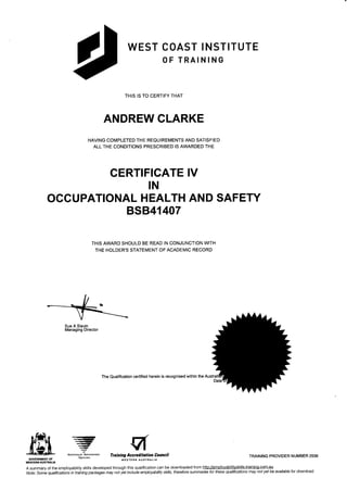 Certificate IV in Occupational Health and Safety