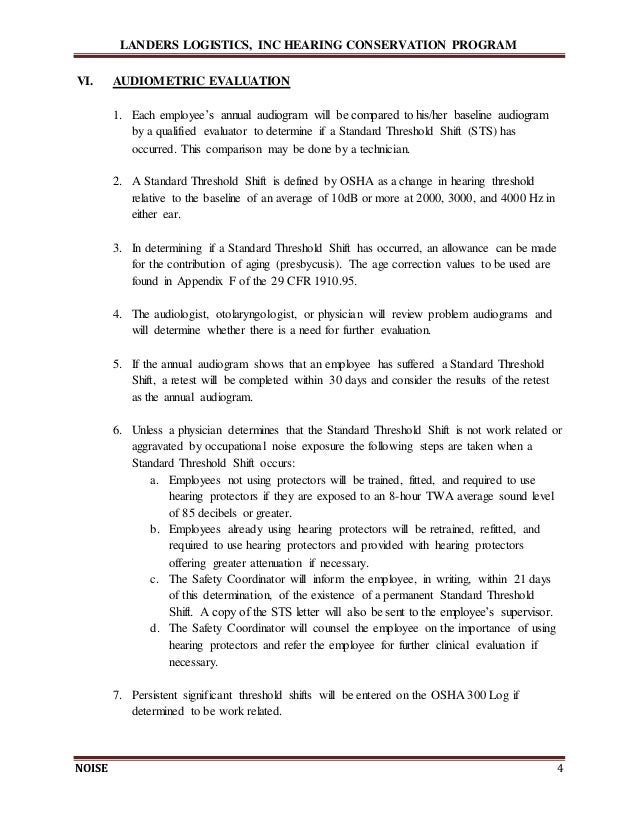 Hearing Conservation program