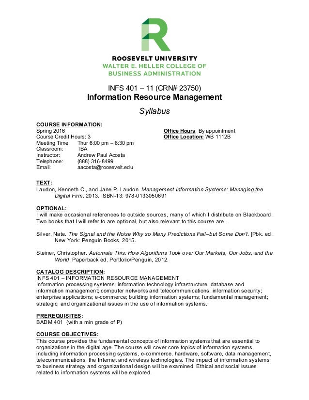 Roosevelt University Email >> Infs 401 Spring 2016 Roosevelt University Email >> Infs 401 Spring 2016