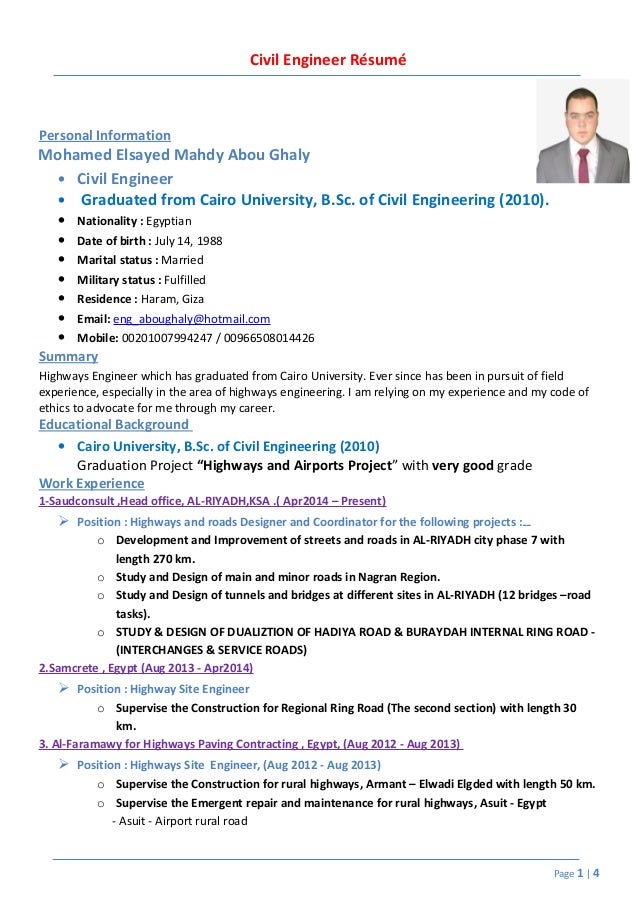 civil engineer roads with photo final highway engineer resume