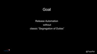 @TopoPal
Goal
Release Automation
without
classic “Segregation of Duties”
 