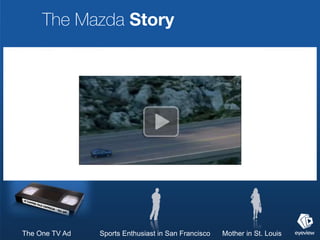 The Mazda Story




The One TV Ad   Sports Enthusiast in San Francisco   Mother in St. Louis
 