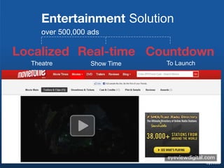 Entertainment Solution
     over 500,000 ads

Localized Real-time Countdown
  Theatre         Show Time   To Launch
 