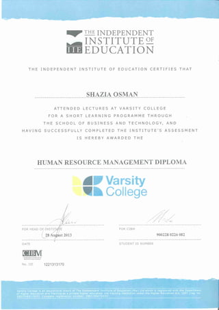13 08 28 Human Resource Management Diploma