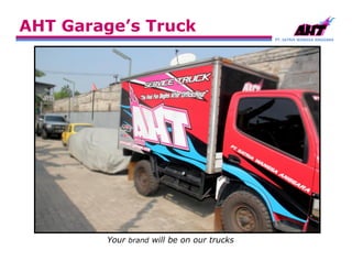 PT. SATRIA WANGSA ANGGARA
AHT Garage’s Truck
Your brand will be on our trucks
 