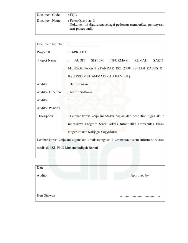 Audit Sistem Informasi Rumah Sakit