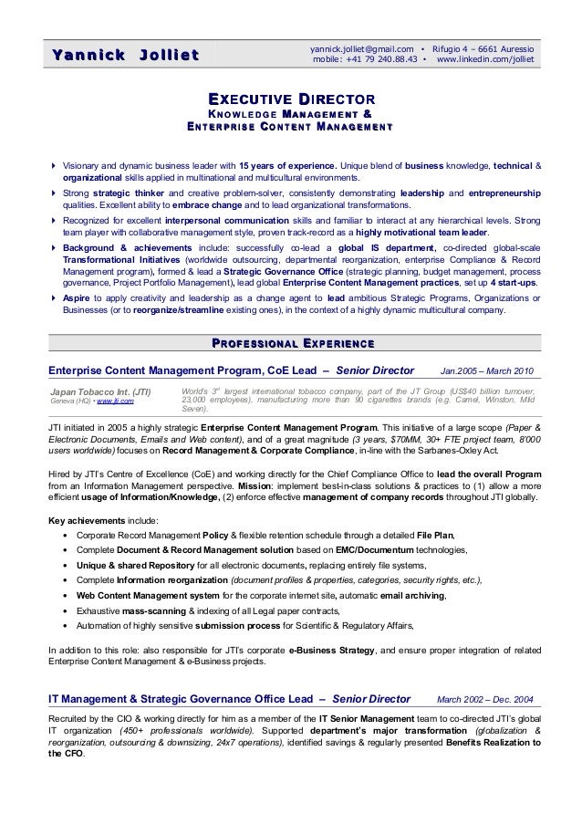 enterprise content management resume