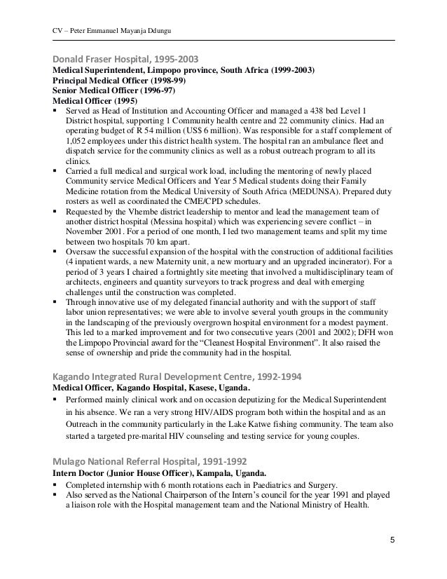 junior medical officer resume