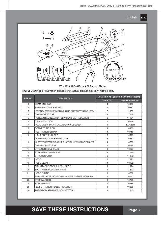 Intex oval swimming pool Manual for 18