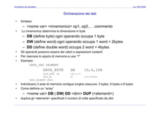 Architettura dei Calcolatori 08 Assembler