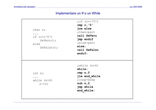 Architettura dei Calcolatori 08 Assembler