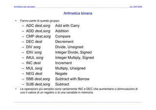 Architettura dei Calcolatori 08 Assembler