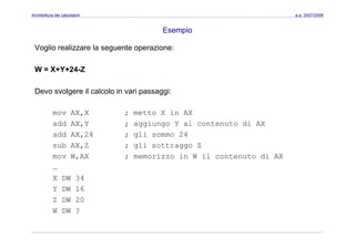 Architettura dei Calcolatori 08 Assembler