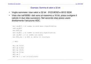 Architettura dei Calcolatori 08 Assembler