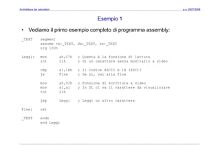 Architettura dei Calcolatori 08 Assembler