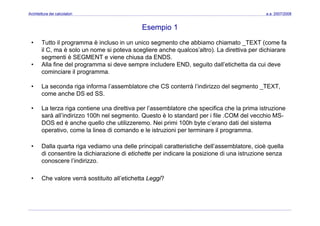 Architettura dei Calcolatori 08 Assembler