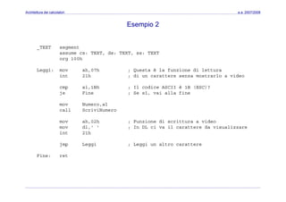 Architettura dei Calcolatori 08 Assembler