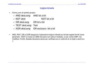 Architettura dei Calcolatori 08 Assembler