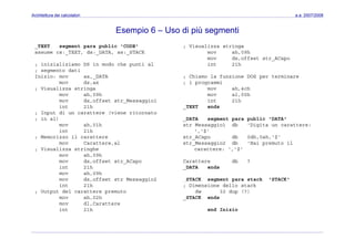Architettura dei Calcolatori 08 Assembler