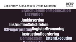 30
Exploratory: Obfuscate to Evade Detection
 